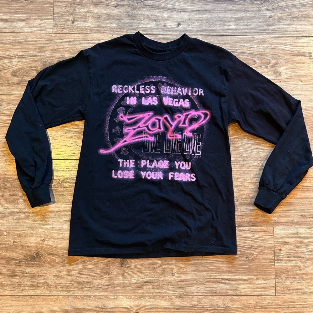 Zayn Las Vegas Residency Black Long Sleeve Tee with Pink Accents VIP exclusive